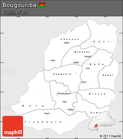 Silver Style Simple Map of Bougouriba, single color outside