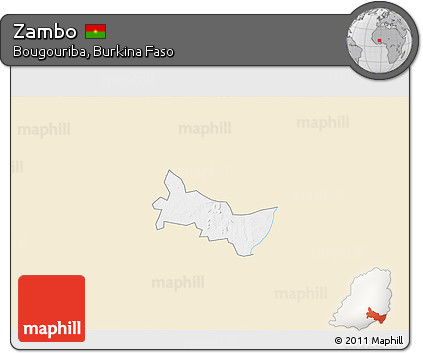 Classic Style 3D Map of Zambo, single color outside