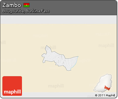Classic Style 3D Map of Zambo, single color outside