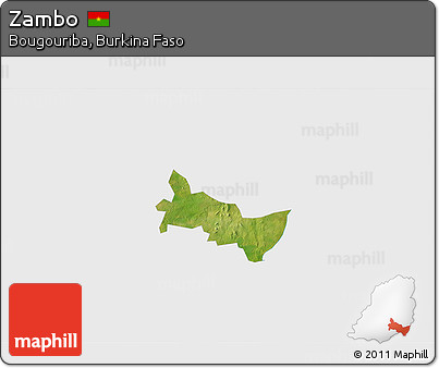 Satellite 3D Map of Zambo, single color outside
