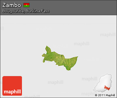 Satellite 3D Map of Zambo, single color outside
