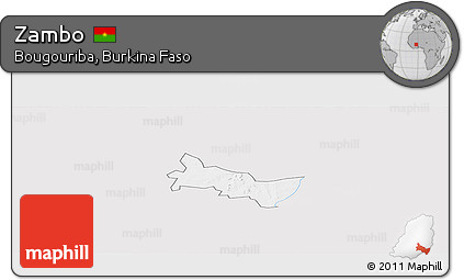 Silver Style Panoramic Map of Zambo, single color outside