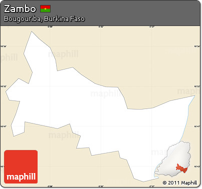 Classic Style Simple Map of Zambo, single color outside