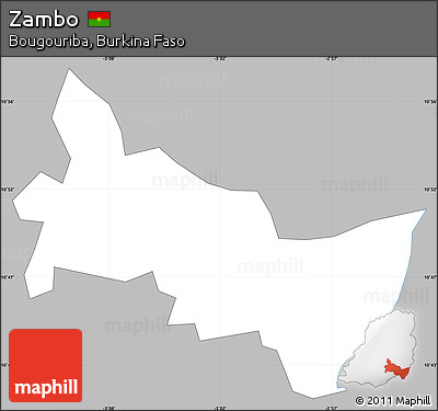 Gray Simple Map of Zambo, single color outside