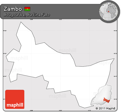 Silver Style Simple Map of Zambo, cropped outside