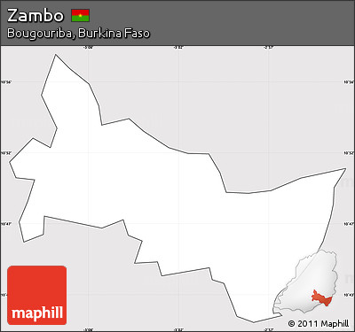 Silver Style Simple Map of Zambo, cropped outside