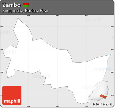 Silver Style Simple Map of Zambo, single color outside