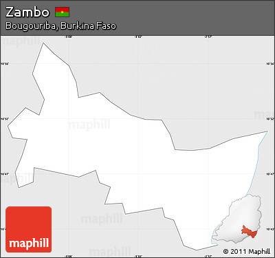 Silver Style Simple Map of Zambo, single color outside