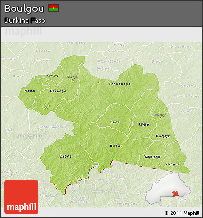 Physical 3D Map of Boulgou, lighten