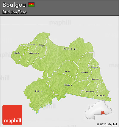 Physical 3D Map of Boulgou, single color outside