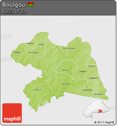 Physical 3D Map of Boulgou, single color outside