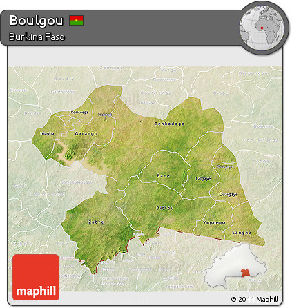 Satellite 3D Map of Boulgou, lighten