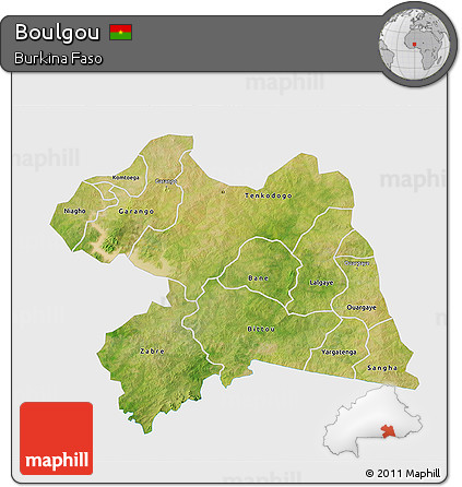 Satellite 3D Map of Boulgou, single color outside