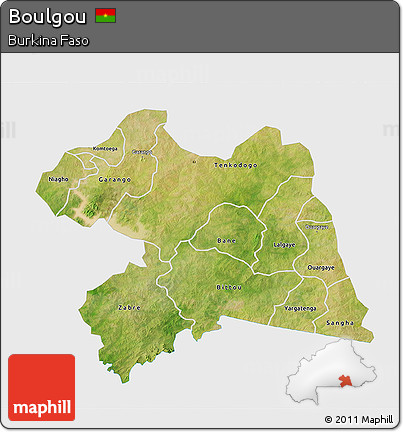 Satellite 3D Map of Boulgou, single color outside