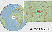 Savanna Style Location Map of Boulgou, hill shading