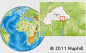 Physical Location Map of Ouargaye, highlighted country