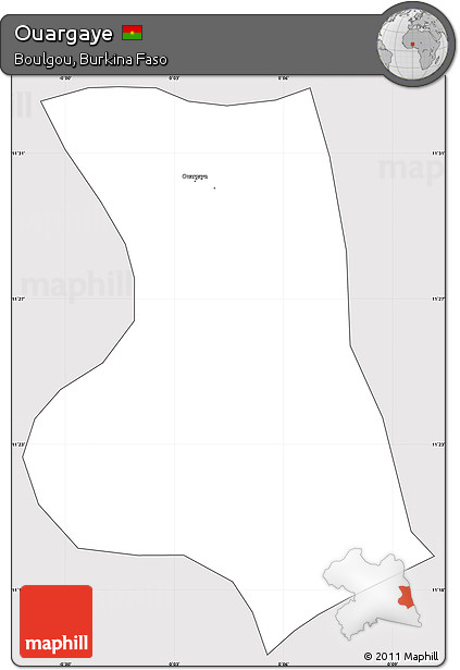 Silver Style Simple Map of Ouargaye, cropped outside