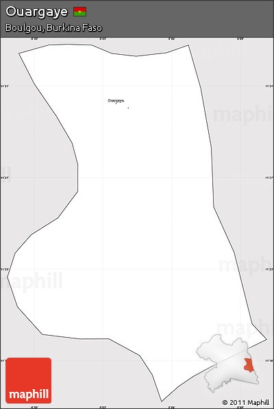 Silver Style Simple Map of Ouargaye, cropped outside