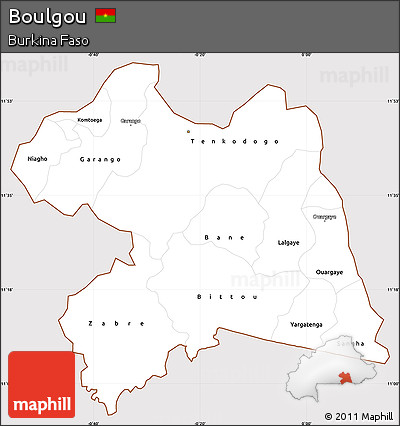 Classic Style Simple Map of Boulgou, cropped outside