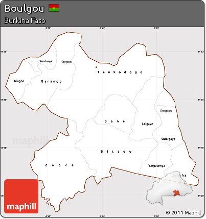 Classic Style Simple Map of Boulgou, cropped outside
