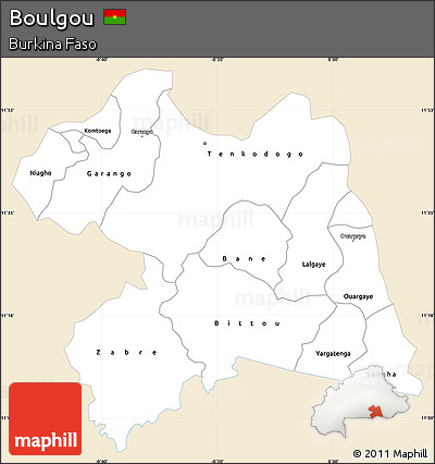 Classic Style Simple Map of Boulgou, single color outside