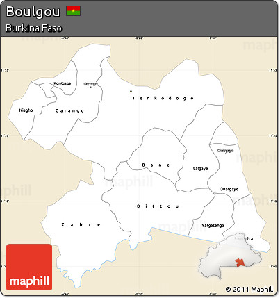 Classic Style Simple Map of Boulgou, single color outside