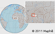 Gray Location Map of Sindou, highlighted parent region, within the entire country, hill shading