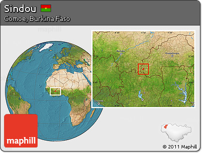 Satellite Location Map of Sindou