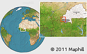 Satellite Location Map of Sindou, highlighted country, highlighted parent region