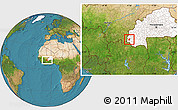 Satellite Location Map of Sindou, highlighted country