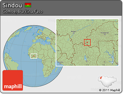 Savanna Style Location Map of Sindou