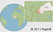 Savanna Style Location Map of Sindou, highlighted country