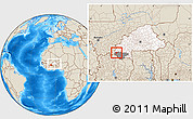 Shaded Relief Location Map of Sindou, highlighted country, highlighted parent region, within the entire country