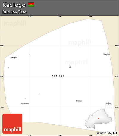 Classic Style Simple Map of Kadiogo, single color outside