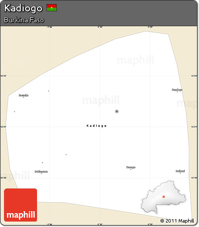 Classic Style Simple Map of Kadiogo, single color outside