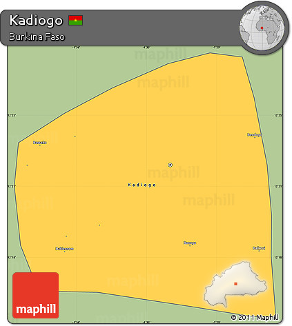 Savanna Style Simple Map of Kadiogo, cropped outside