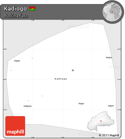 Silver Style Simple Map of Kadiogo, single color outside