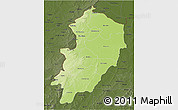 Physical 3D Map of Kossi, darken