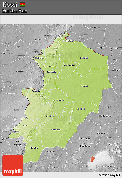 Physical 3D Map of Kossi, desaturated