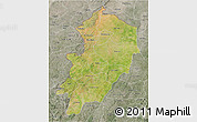 Satellite 3D Map of Kossi, semi-desaturated