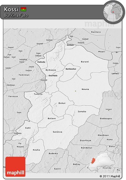 Silver Style 3D Map of Kossi