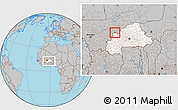 Gray Location Map of Kombori, highlighted country, within the entire country