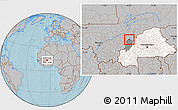 Gray Location Map of Kombori, highlighted country, highlighted parent region, hill shading