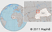 Gray Location Map of Kombori, highlighted country, hill shading