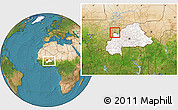 Satellite Location Map of Kombori, highlighted country, within the entire country