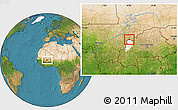 Satellite Location Map of Kombori, highlighted parent region