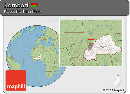 Savanna Style Location Map of Kombori, highlighted country, highlighted parent region
