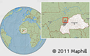 Savanna Style Location Map of Kombori, highlighted country, highlighted parent region, hill shading