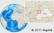 Shaded Relief Location Map of Kombori, highlighted country