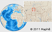 Shaded Relief Location Map of Kombori, highlighted parent region, within the entire country